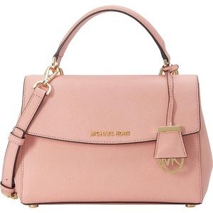 MK Pink Ava Saffiano Leather Crossbody Satchel